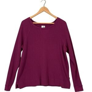 The North Face Purple Waffle Knit Sweater Cotton Casual Pullover Oversize XL